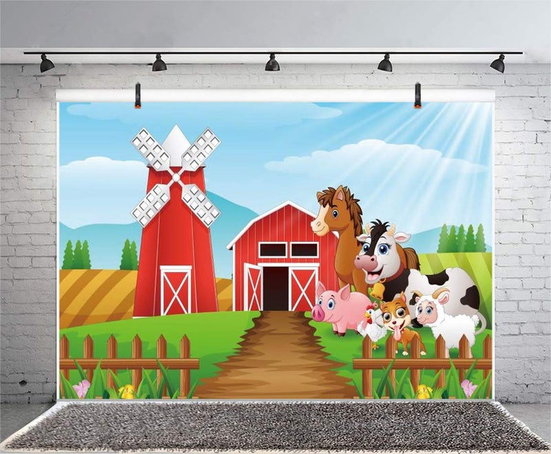 Yeele 10x8ft Cartoon Farm Pasture Background for Photography Countryside Shed Barn Scenery Livestock Animals Backdrop Rustic Baby Boy Kids Adult Children Portrait Shoots Photo Booth Props - Image 3